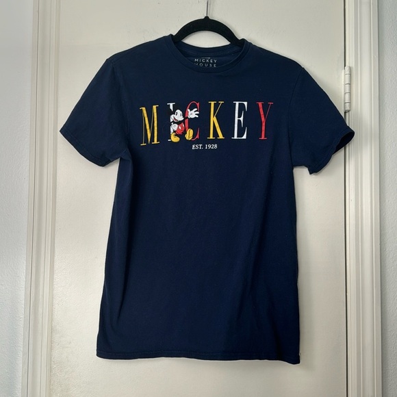 Unisex DIsney Mickey Mouse Cotton Navy T-Shirt Size Small - Picture 1 of 4
